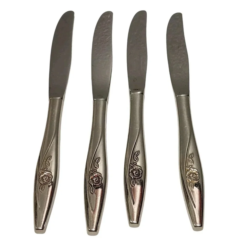Oneida LASTING ROSE Set of 4 Dinner Knives Oneidacraft Stainless Flatware‎